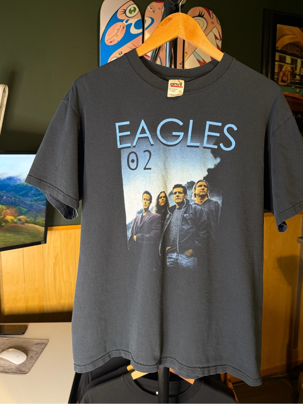 Vintage The Eagles Concert Shirt Size Large Anvil EUC Black Tour Dates 2002
